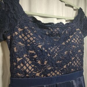 City Triangles Navy and Beige Lace Dress